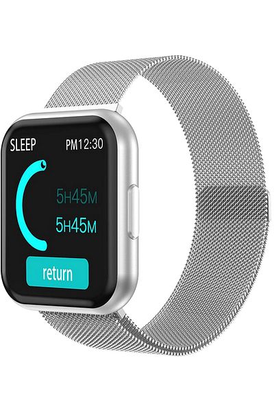 ideal STORE Ceas SmartWatch si Bratara Fitness IdealSTORE 88, Bratara Metalica Magnetica, Monitorizare ritm card