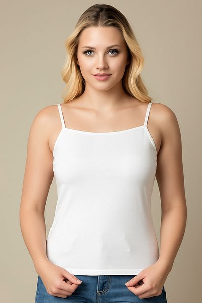 nacar çarşı Women's White Thin Thread Strap Cotton Undershirt