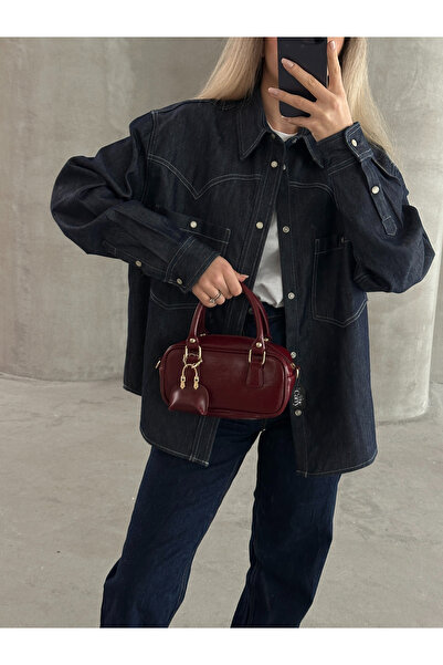 Tonnie Model Bordo Charm Hediyeli Kadın El Ve Omuz Çantası