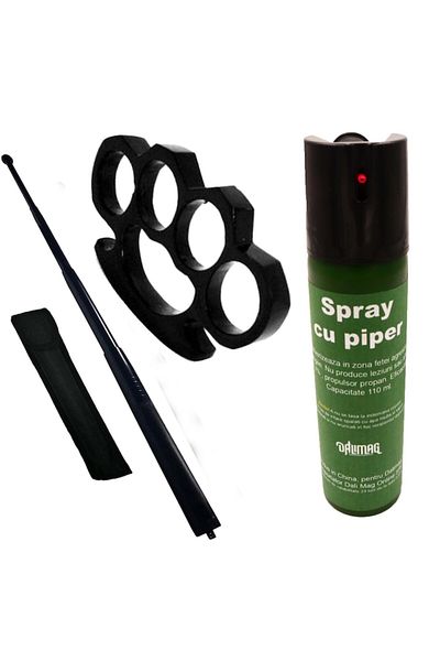 dalimag Kit Spray Piper Paralizant 110 ml, Baston Telescopic 64 cm, Pumnal Rozeta Box
