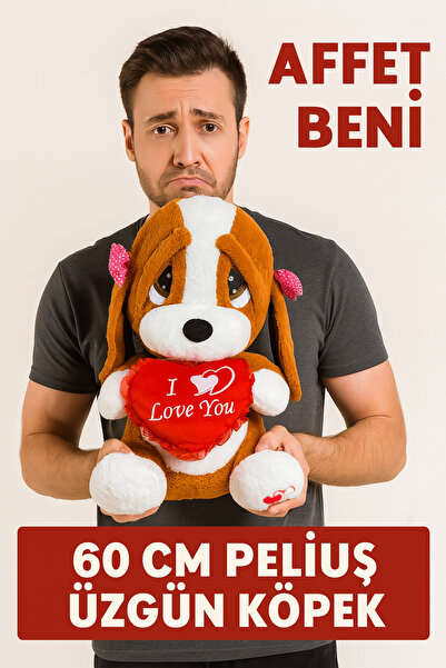 Duman 60 CM Peluş Üzgün Köpek – Gerçekçi Tasarımıyla Sevimli Dostunuz! | Yumuşak ve Güvenli Oyuncak