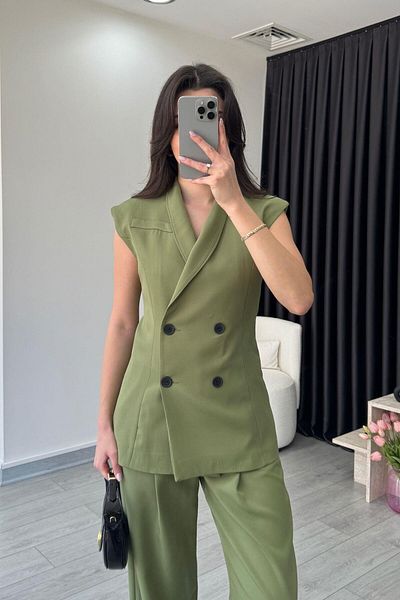 ECEMİ Siena Green Double Breasted Vest Pants Suit