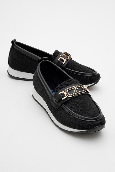 CCWAY AYAKKABI Women's Buckle Casual Shoes Black