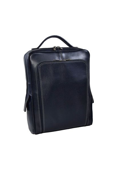Magazinul de genti Unisex backpack, made of soft natural leather, model 236, Matte navy blue