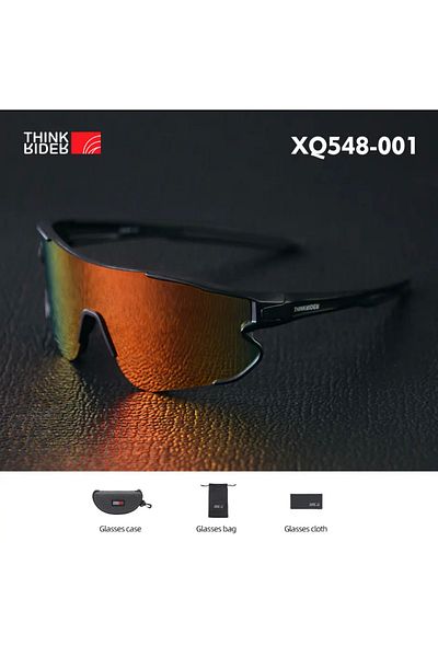 ThinkRider ThinkRider XQ548 cycling glasses, UV protection, black frame, orange tinted lens