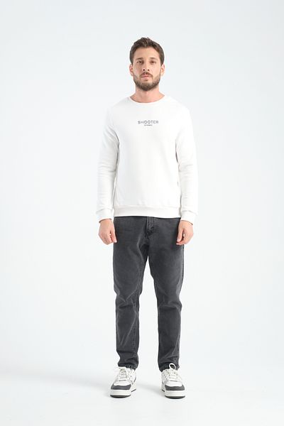 Shooter Sportswear Men's Deluxe Sweatshirt Ecru Print Detailed Standard Fit