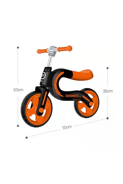 LUDIRO Bicicleta de Echilibru pentru Copii, 2-5 Ani, Roti din Cauciuc, 70x53 Cm, Negru Portocaliu