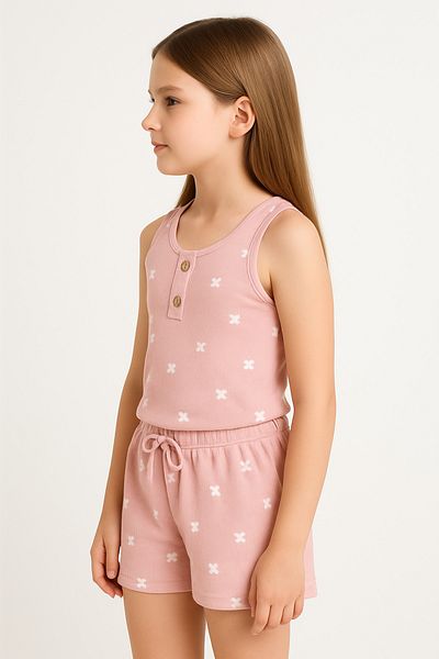 MAXI DRY Girl's Bottom Top Strap Set Cotton Waffle Fabric