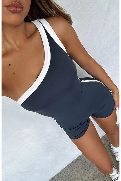 World Fashion Trends One Shoulder White Garnished Flexible Playsuit Jumpsuit 5016