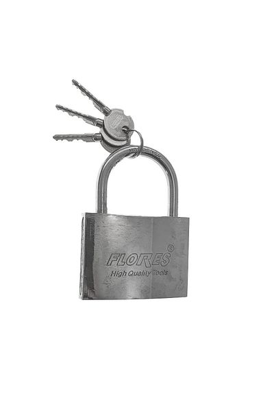 flores Stainless steel padlock, with 3 star keys, 75 mm, FS-11441, hardened steel, silver