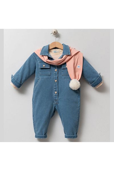 NoyNoy Baby Noynoy Girl's Denim Jumpsuit 3-Piece Set