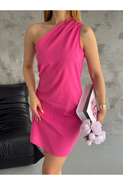 hazelin Women's Pink One Shoulder Mini Dress Hzl25S-Fry121791