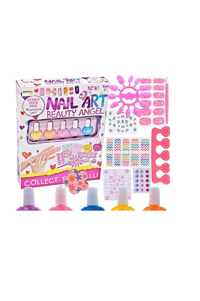 ideal STORE Kit unghii idealSTORE NAIL ART, Dimensiuni pachet 23 x 5 x 29 cm, Include OJE, Autocolante, Sclipici