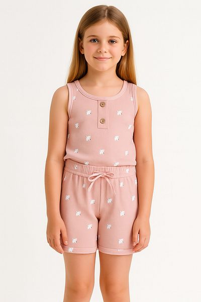MAXI DRY Girl's Bottom Top Strap Set Cotton Waffle Fabric