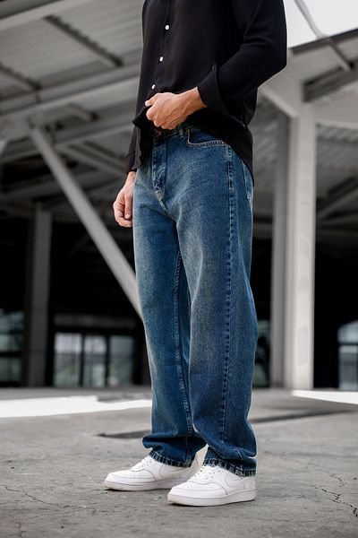 Newtime Ανδρικό φαρδύ πράσινο παντελόνι τζιν 100% Koton Casual Fit