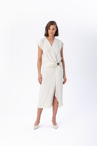 Berr-ın Knotted Midi Skirt Cream