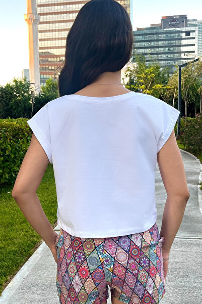 BİKELİFE Damen-T-Shirt mit Rundhalsausschnitt in Watte-Look