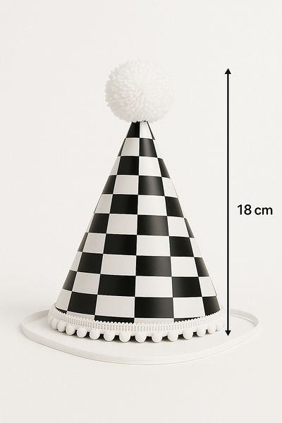 Partifabrik Pălărie din carton în carouri tematică curse 1 bucată 18 cm