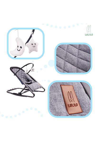 OEM Modern baby rocking chair, with 4 tilt settings, metal frame, gray, toys included
