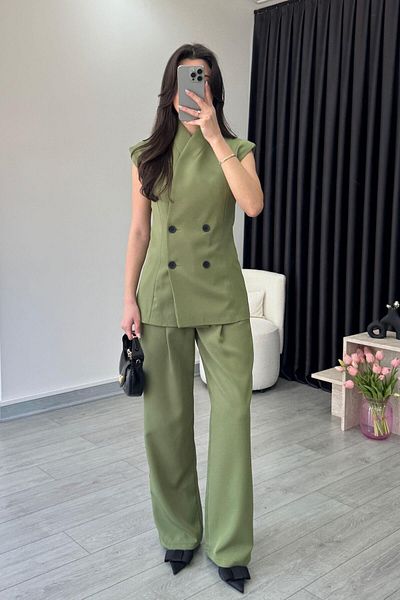 ECEMİ Siena Green Double Breasted Vest Pants Suit