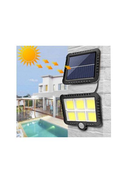 Welora Solar Lamp 120 LED COB 30W with detachable panel, Light/Motion Sensor - Black