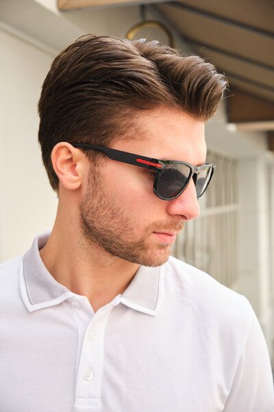 Monvago Mv23053 Red Detail Black Men's Sunglasses
