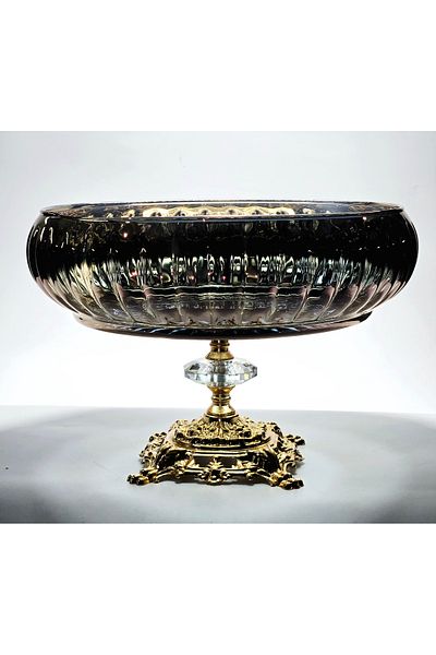 Kristal Market Handmade Titanium Plated Copper Color Decorative Presentation Fruit Bowl