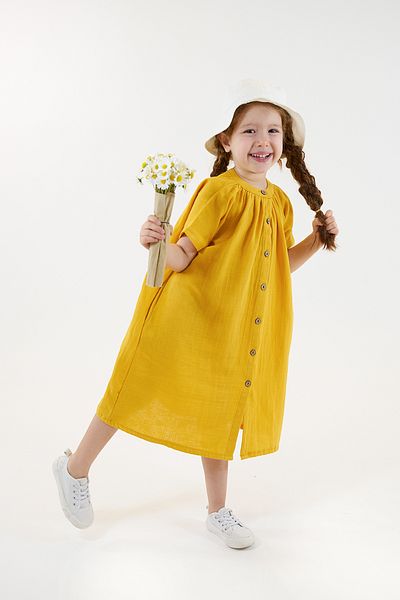 Catz Kids Rochie de plajă Sunny din muselină muștar