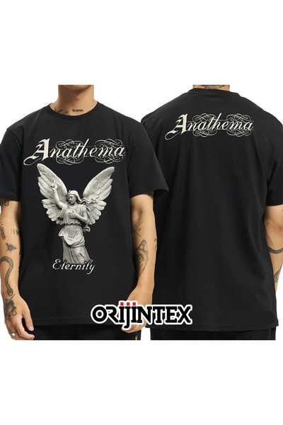 orijintex تيشيرت أسود مطبوع للجنسين من Anathema Eternity من الأمام والخلف