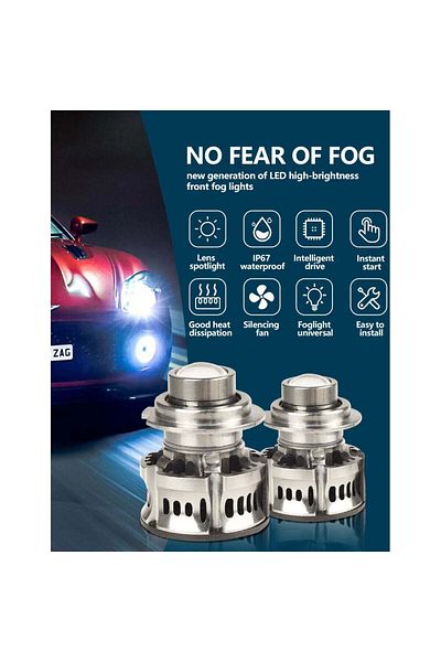 divendi-ro Set of 2 car bulbs V6 laser, H7 9006 LED, 100W, white, 6000K, 5200LM, 12V
