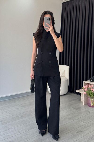 ECEMİ Siena Black Double Breasted Vest Pants Suit