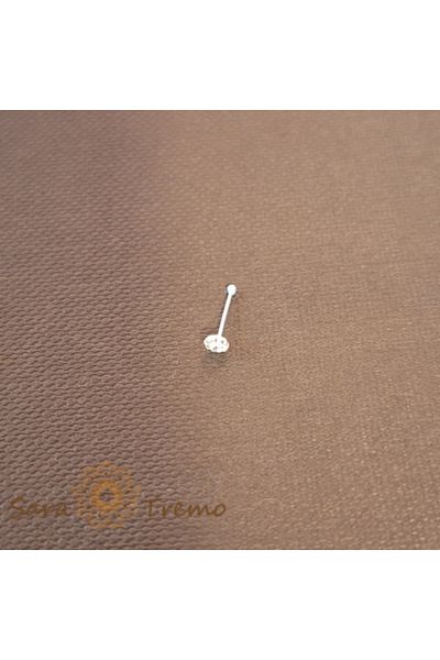 saratremo Silver nose piercing with white zirconia crystal