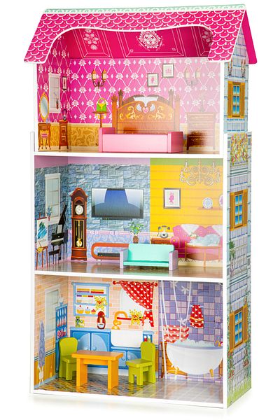 ideal STORE idealSTORE Sunny Residence wooden dollhouse, 3 independent levels, 5 distinct rooms, 5 p