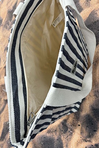 REMSA Смугаста бавовняна пляжна сумка 001 Синя02