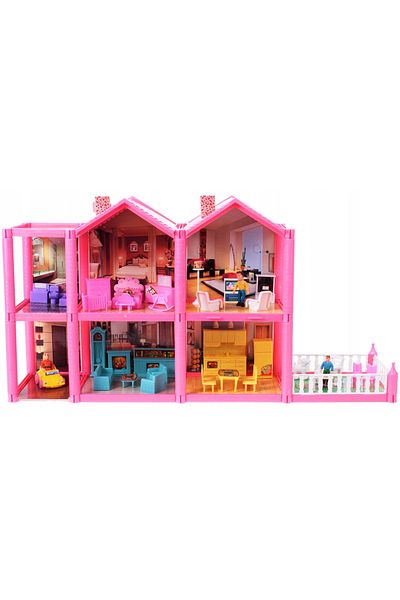 IDL IDL Pink VILLA OF DREAMS dollhouse with furniture and 136 unique accessories, ideal for dolls