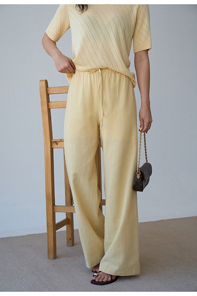 FEMMESTUDIO Women's Yellow High Waist Pants