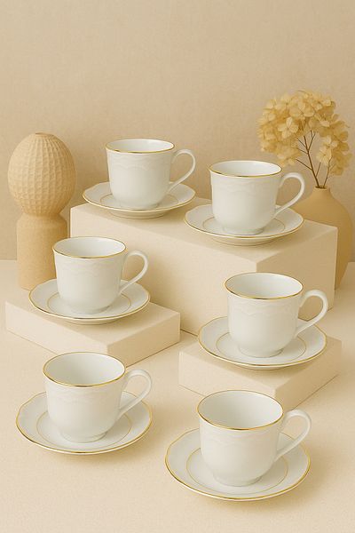Porland Queen Gold Gilding 12 Piece Coffee Cup Set for 6 People
