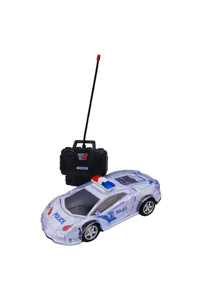 divendi-ro Mașină de poliție de jucărie, rotativă, cu telecomandă, plastic, scară 1:18, albă, 23x12x7cm
