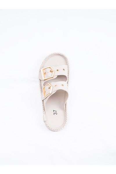 innsteal Laodikeia Double Buckle Rope Sole Women's Comfortable Summer Slippers Beige