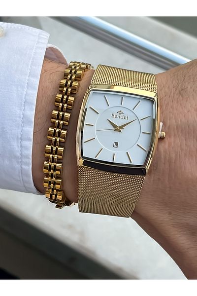 Bentini Guaranteed Waterproof Stainless, Colorfast Steel Cord Steel Case Men's Wrist Watch