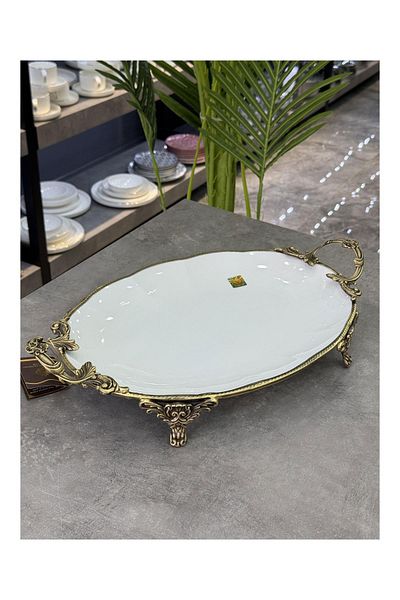 ROY KING Luxury Porcelain Oval Serving with Brass Edge