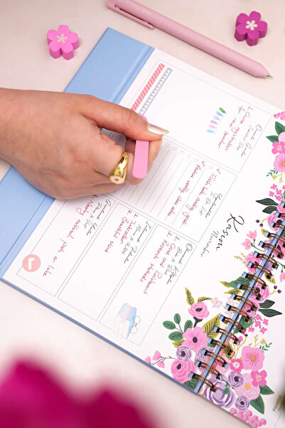 Matt Notebook 2025-2026 16 Aylık Akademik Masaüstü Planlayıcı Takvim Çiçekler