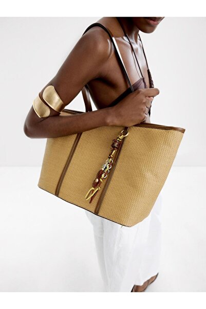 PARFOIS Hasır Efektli Charm'lı Shopper Çanta