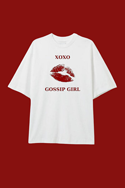 Dupe Design Gossip Girl Printed Oversize White T-Shirt