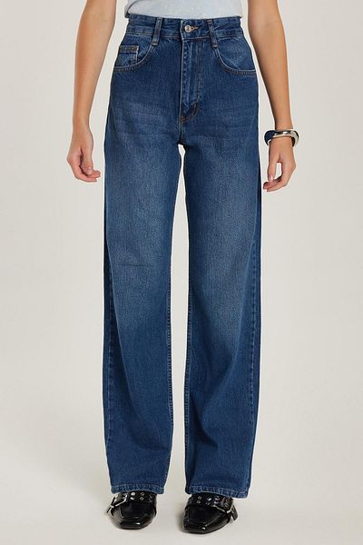 Tudors Women's Regular Fit Wide Leg Blue Jean Jeans