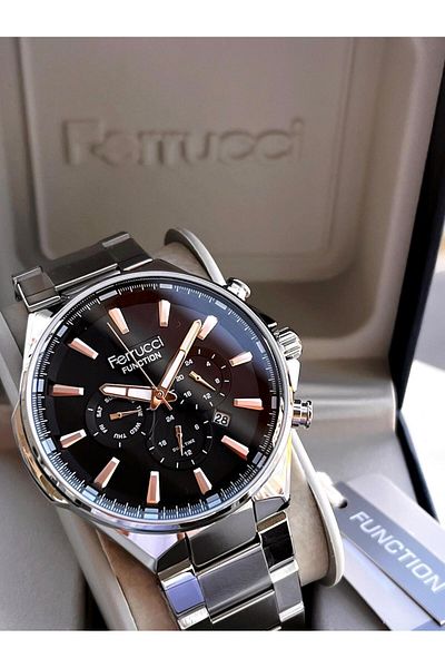 Ferrucci Inner Functions Active Calendar and Day 30m Water Resistant Steel Cord Men's Wrist Watch Vs.Bl