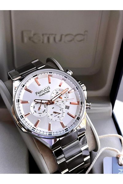 Ferrucci Inner Functions Active Calendar and Day 30m Water Resistant Steel Cord Men's Wrist Watch Vs.Bl