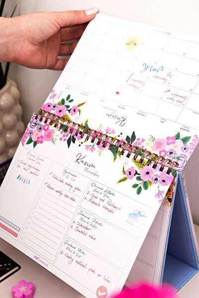 Matt Notebook 2025-2026 16 Aylık Akademik Masaüstü Planlayıcı Takvim Çiçekler