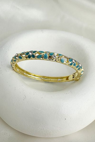 Modex Special Series Enameled Flower Motif Handcuff Bracelet (Diameter: 6cm)