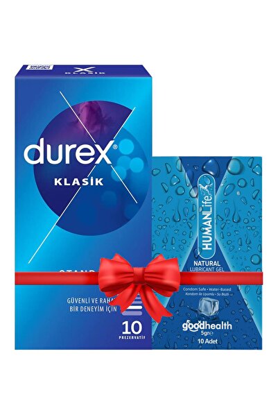 Durex Klasik Prezervatif 10'lu + HumanLife 5 gr X 10 Doğal Kayganlaştırıcı Jel Lubricant